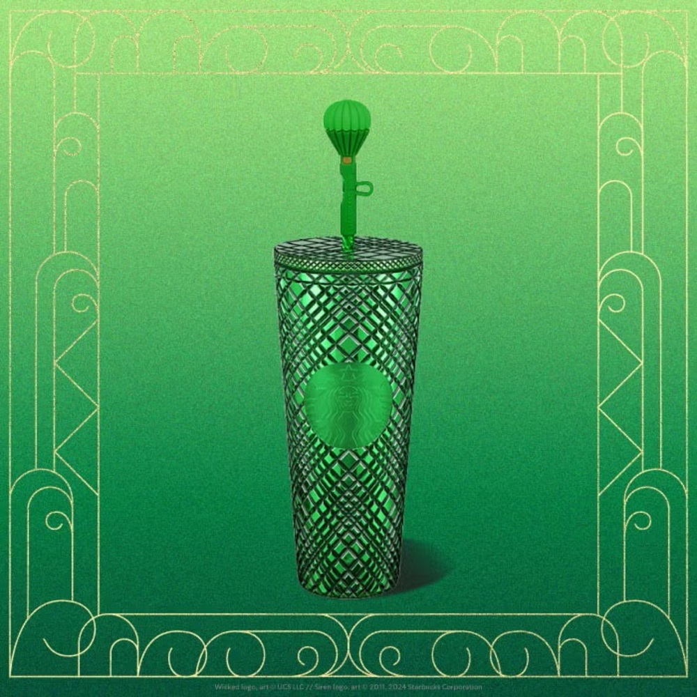 Starbucks Wicked | Emerald City 24oz Cold Cup with Hot Air Balloon Straw Topper